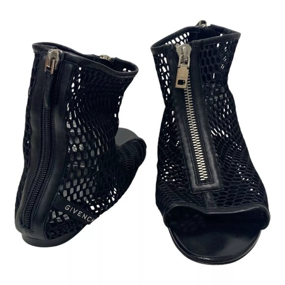 $850 Givenchy Black Rivington Open Toe Mesh Bootie Size 7 EU 37 Flats - Picture 3 of 8